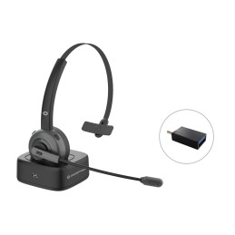 Conceptronic POLONA03BD écouteur casque Sans fil Arceau Bureau Centre d'appels Bluetooth Socle de chargement Noir