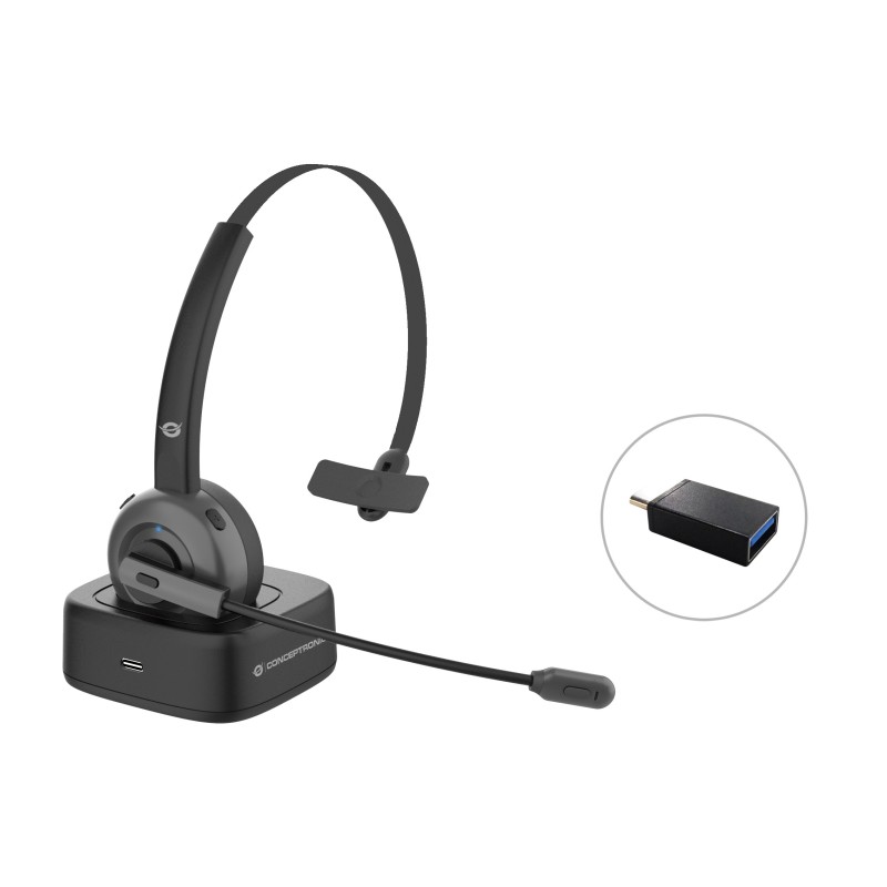 Conceptronic POLONA Kabelloses Bluetooth-Headset mit Ladedoc