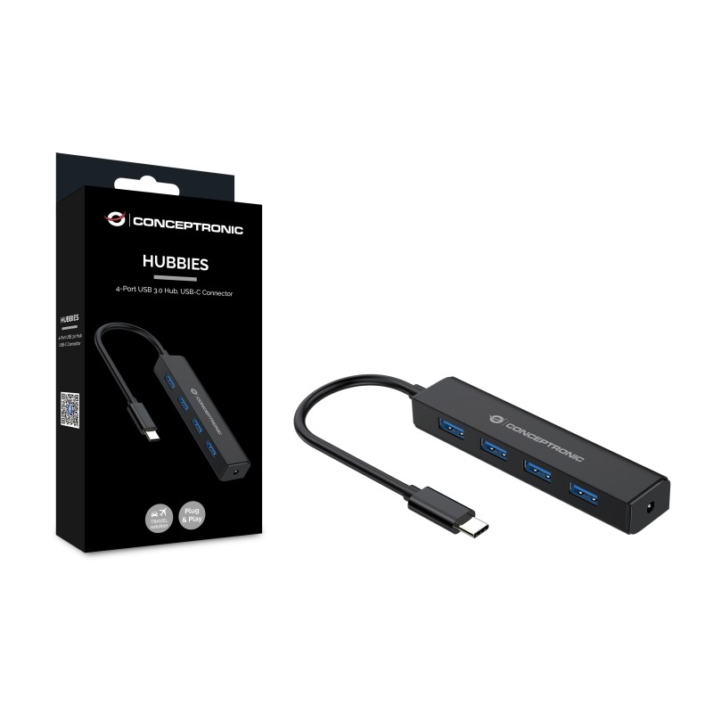 Conceptronic CTC4USB3 hub di interfaccia USB 3.2 Gen 1 (3.1 Gen 1) Type-C 5000 Mbit s Nero