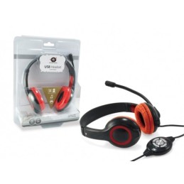 Conceptronic CCHATSTARU2R écouteur casque Avec fil Arceau Appels Musique USB Type-A Rouge