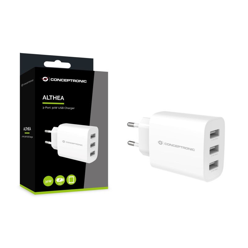 Conceptronic ALTHEA13W 3-Port 30W USB-Ladegerät, USB-A x 3