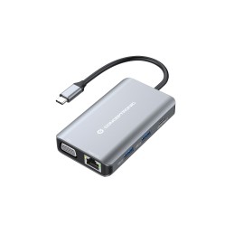 Conceptronic DONN21G laptop-dockingstation & portreplikator Kabelgebunden USB 3.2 Gen 1 (3.1 Gen 1) Type-C Grau