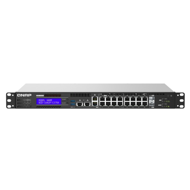QNAP QGD-1602P Managed L2 Gigabit Ethernet (10 100 1000) Power over Ethernet (PoE) 1U Schwarz, Grau