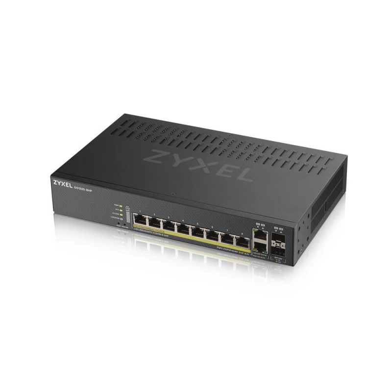 Zyxel GS1920-8HPV2 Géré Gigabit Ethernet (10 100 1000) Connexion Ethernet, supportant l'alimentation via ce port (PoE) Noir