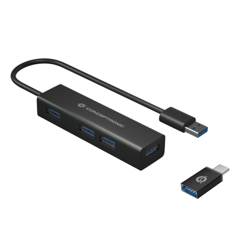 Conceptronic HUBBIES06B hub de interfaz USB 3.2 Gen 1 (3.1 Gen 1) Type-A 5000 Mbit s Negro