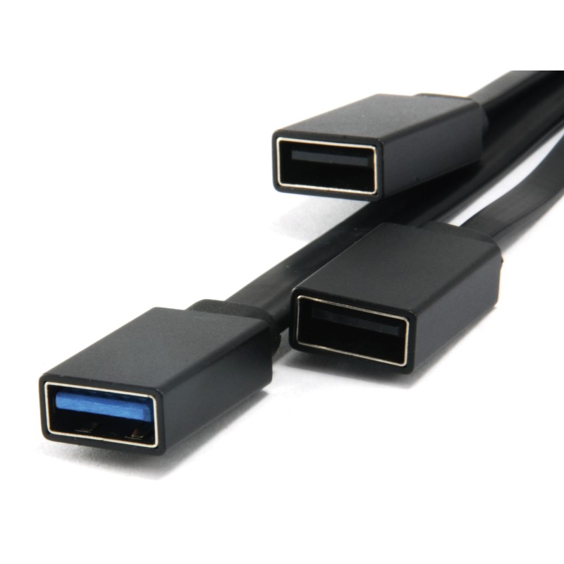 Conceptronic HUBBIES USB 3.1 Type-C zu 1-Port USB 3.0 + 2-Port-USB-2.0-Kabel-Hub, schwarz