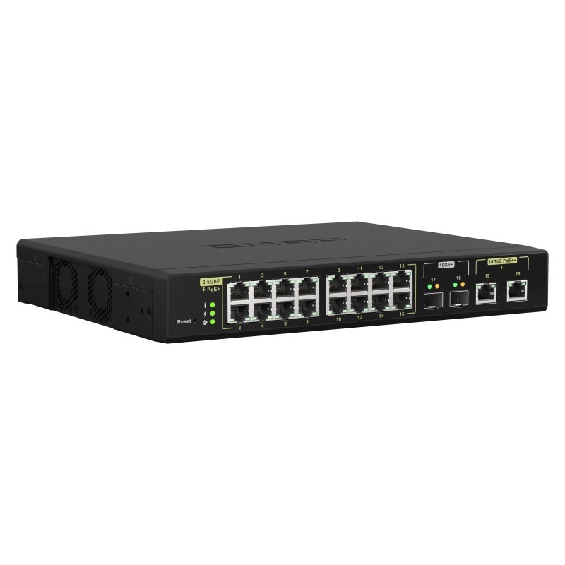 QNAP QSW-M2116P-2T2S switch Gestionado L2 2.5G Ethernet Energía sobre Ethernet (PoE) Negro