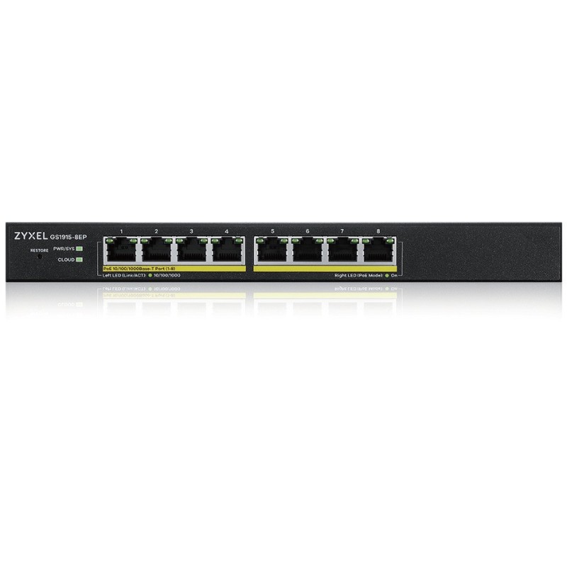 Zyxel GS1915-8EP Gestionado L2 Gigabit Ethernet (10 100 1000) Energía sobre Ethernet (PoE) Negro