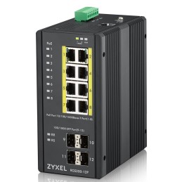 Zyxel RGS200-12P Géré L2 Gigabit Ethernet (10 100 1000) Connexion Ethernet, supportant l'alimentation via ce port (PoE) Noir