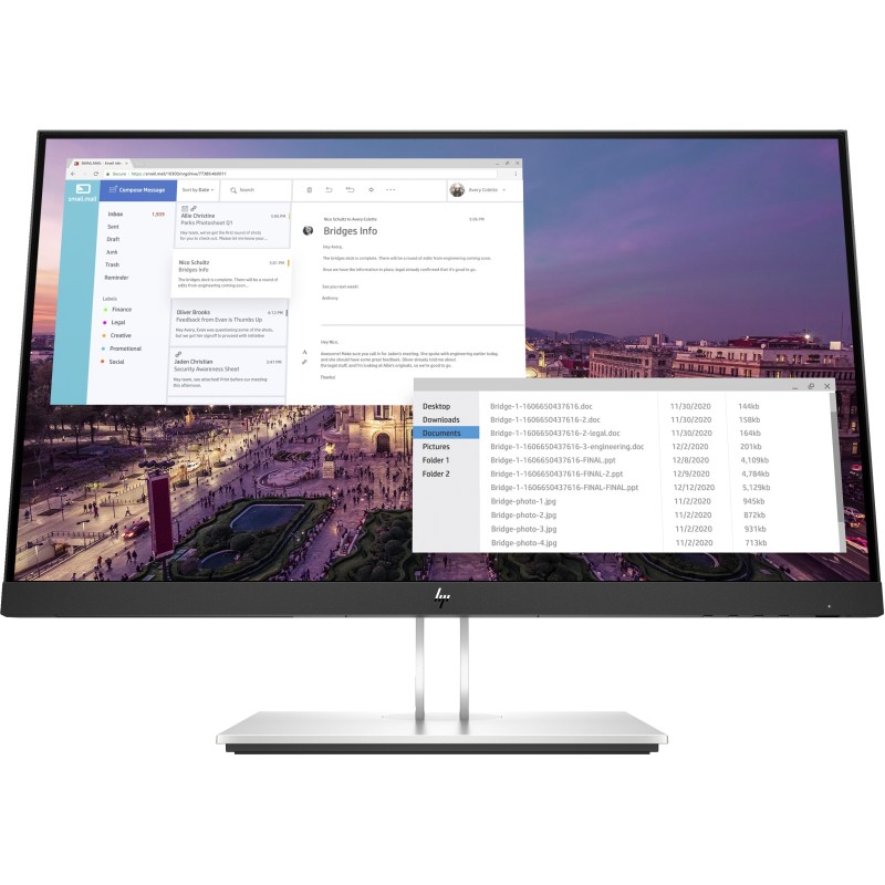 HP E-Series E23 G4 écran plat de PC 58,4 cm (23") 1920 x 1080 pixels Full HD Noir, Argent