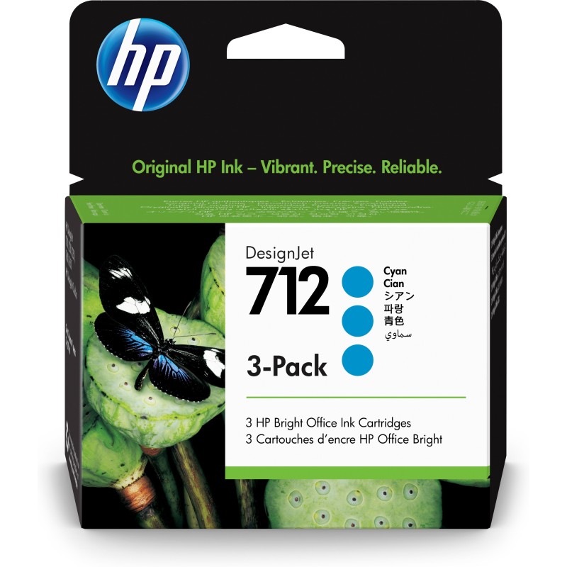 HP 712 3er-Pack Cyan DesignJet Druckerpatronen, 29 ml