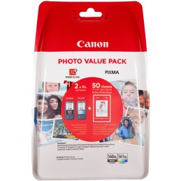Canon Confezione multipla con cartucce di inchiostro nero PG-560XL e a colori CL-561XL + carta fotografica