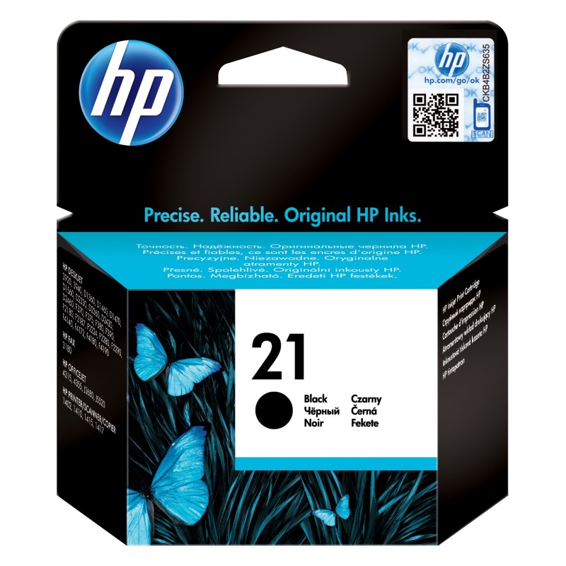 HP Cartucho de tinta original 21 negro