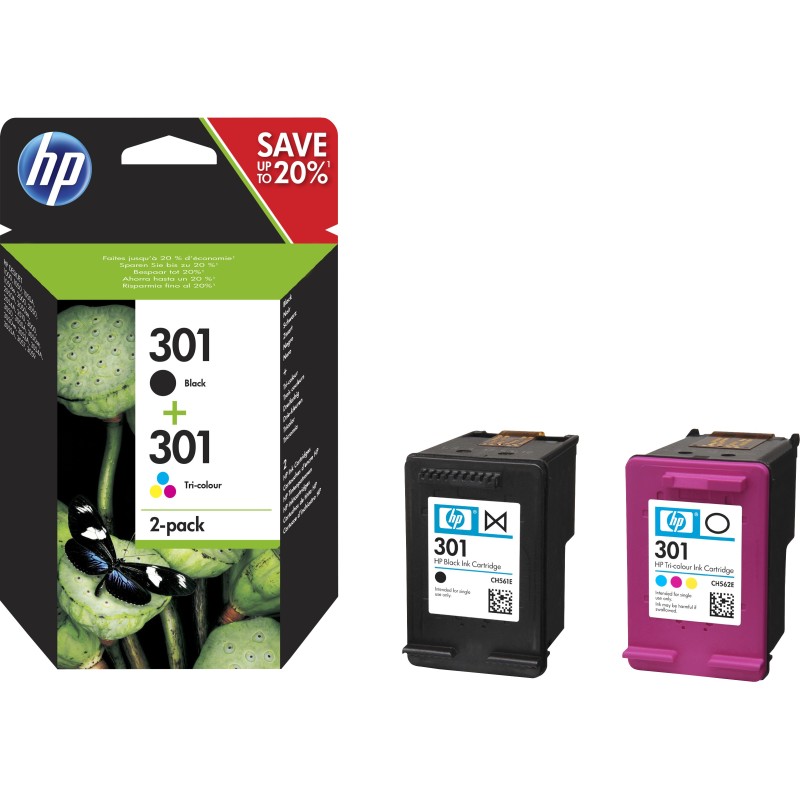 HP 301 2er-Pack Schwarz Cyan Magenta Gelb Original Druckerpatronen