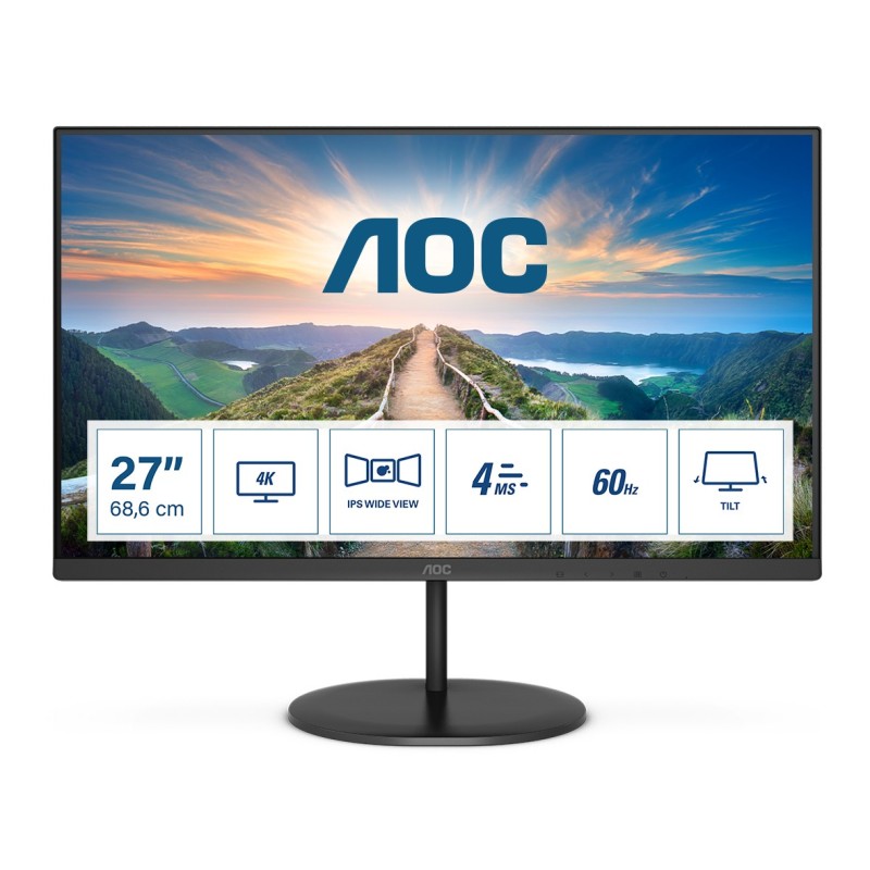 AOC V4 U27V4EA Computerbildschirm 68,6 cm (27") 3840 x 2160 Pixel 4K Ultra HD LED Schwarz