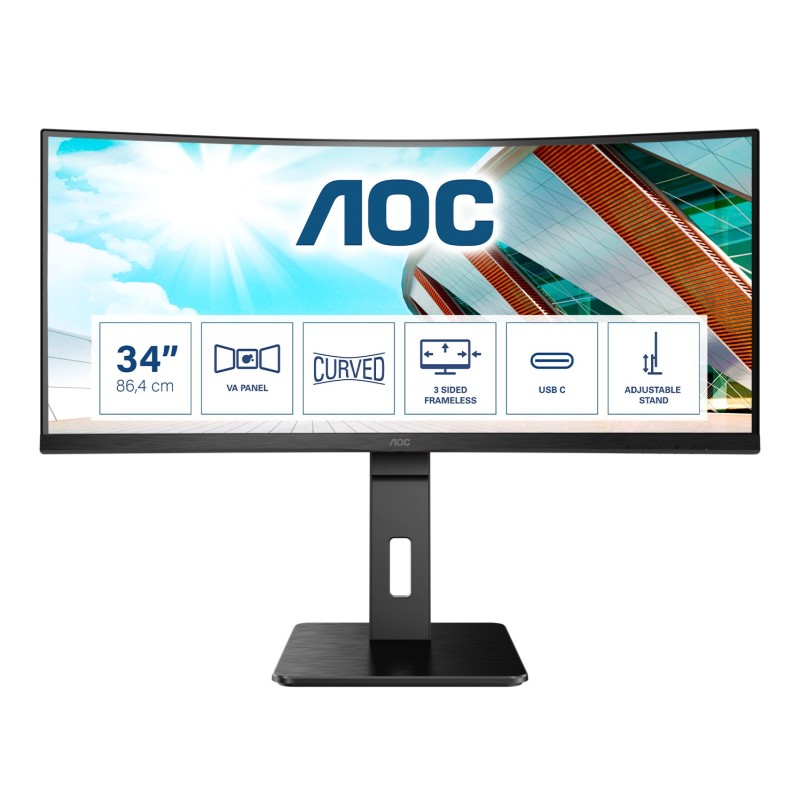 AOC CU34P2C computer monitor 34" 3440 x 1440 pixels UltraWide Quad HD LED Black