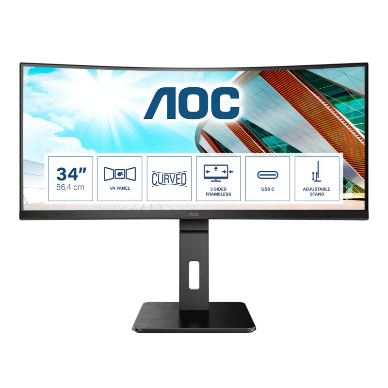 AOC CU34P2C Monitor PC 86,4 cm (34") 3440 x 1440 Pixel UltraWide Quad HD LED Nero