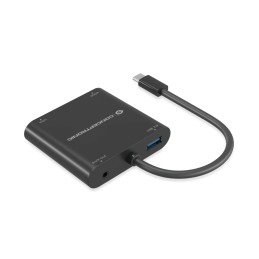 Conceptronic DONN09B adaptador de cable de vídeo 0,2 m USB Tipo C HDMI + VGA (D-Sub) + USB Type-A + 3.5mm Negro