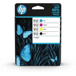 HP 912 Pack de 4 cartouches d'encre Noir Cyan Magenta Jaune authentiques