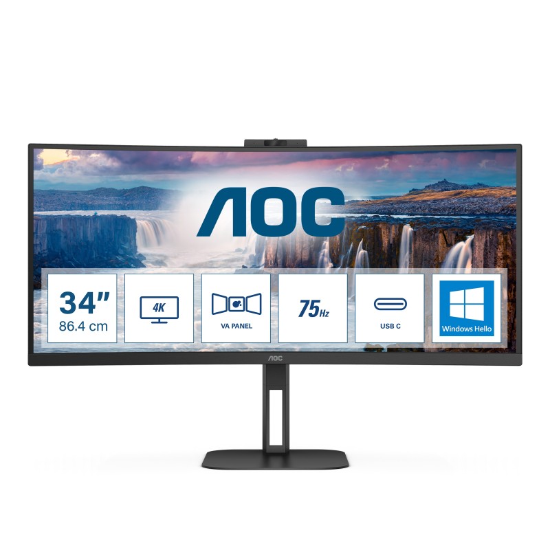 AOC V5 CU34V5CW LED display 34" 3440 x 1440 pixels Wide Quad HD Black