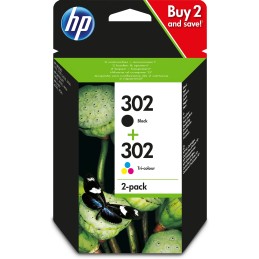 HP Paquete de ahorro de 2 cartuchos de tinta original 302 negro tricolor