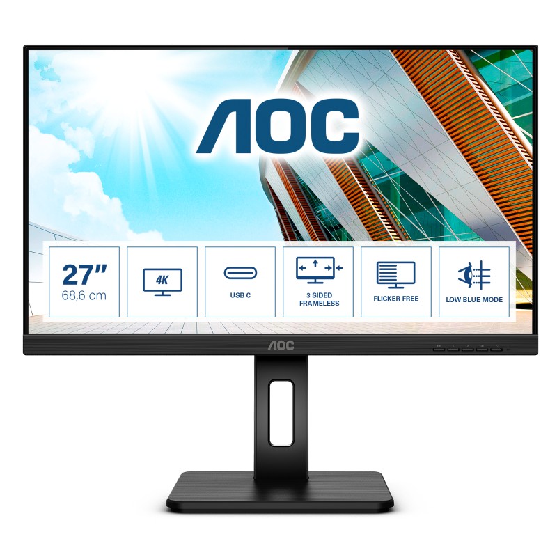 AOC U27P2CA pantalla para PC 68,6 cm (27") 3840 x 2160 Pixeles 4K Ultra HD LED Negro