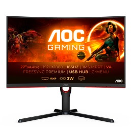AOC C27G3U/BK écran plat de PC 68,6 cm (27") 1920 x 1080 pixels Full HD LED Noir, Rouge