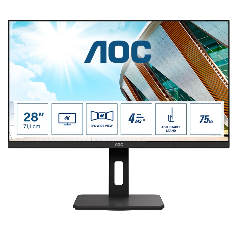 AOC P2 U28P2A pantalla para PC 71,1 cm (28") 3840 x 2160 Pixeles 4K Ultra HD LED Negro